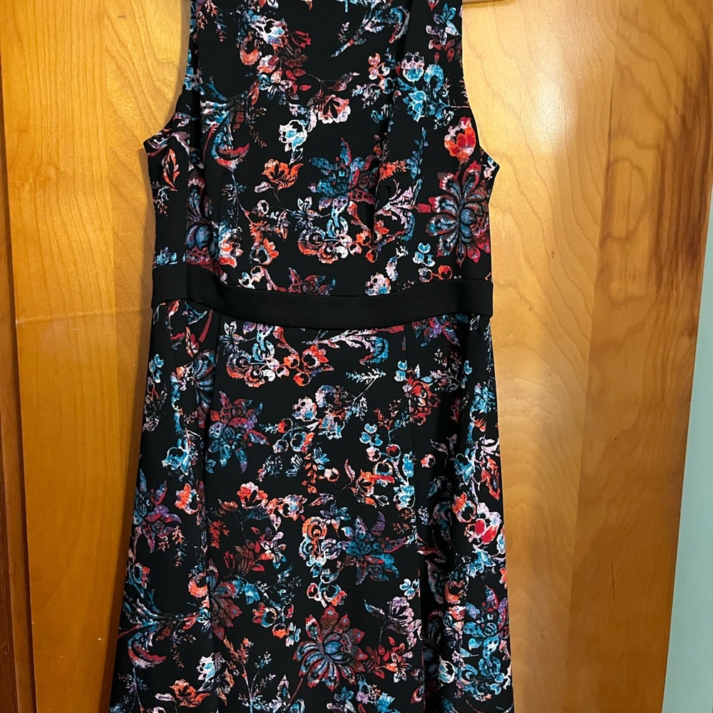 Nine West Floral Black Sleeveless Dress